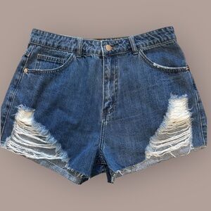Denim by Jealous Tomato High Rise Cut-off Distressed Shorts | Large